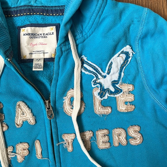 American Eagle Outfitters 3/4 Sleeve Zip Hoodie - Blue - Picture 4 of 8
